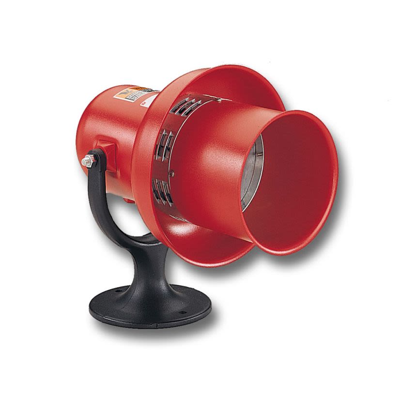 Federal Signal L-120 L Series Electromechanical General Alarm Siren, 120 VAC/VDC, 1.95 A, 112 dB at 10 ft Sound, Indoor/Outdoor, Surface Mount, Red, ARRA Compliant|BAA Compliant|CSA Certified|cUL Listed|FM Approved|UL Listed